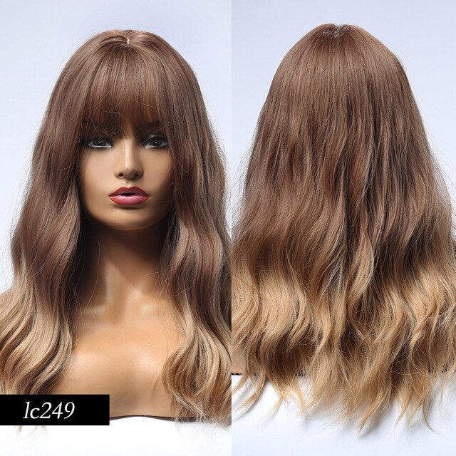 Synthetic Wig Ombre Light Brown Water Wave