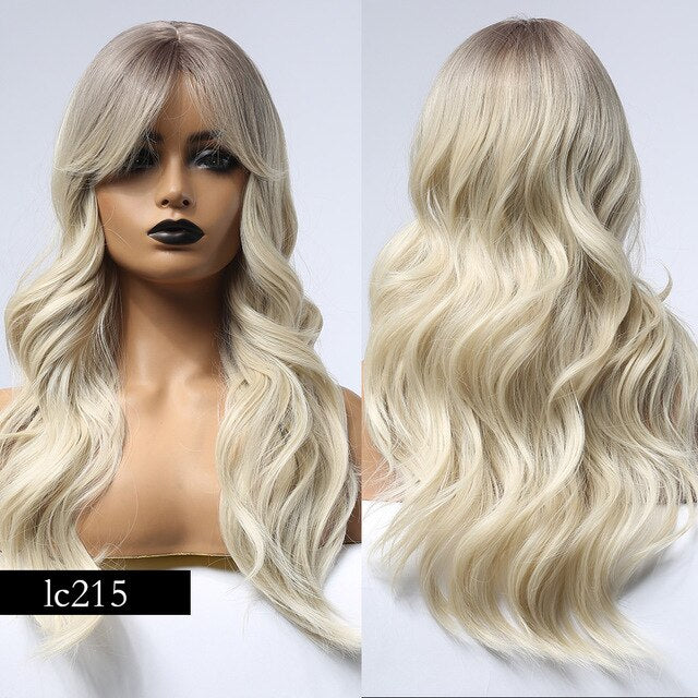 Synthetic Wig Ombre Light Brown Water Wave